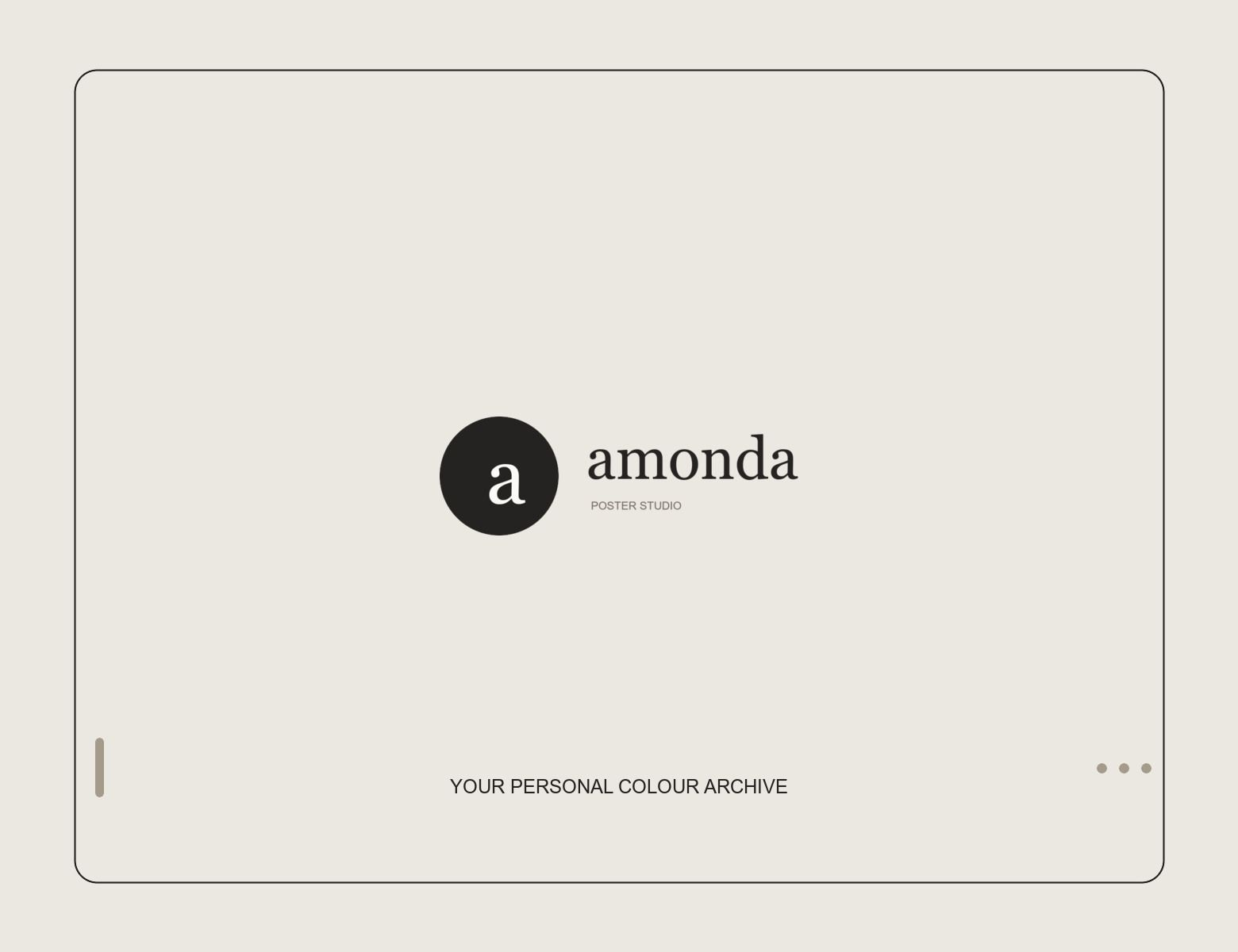 Amonda Poster Studio wordmark and lowercase a mark on warm neutral paper.