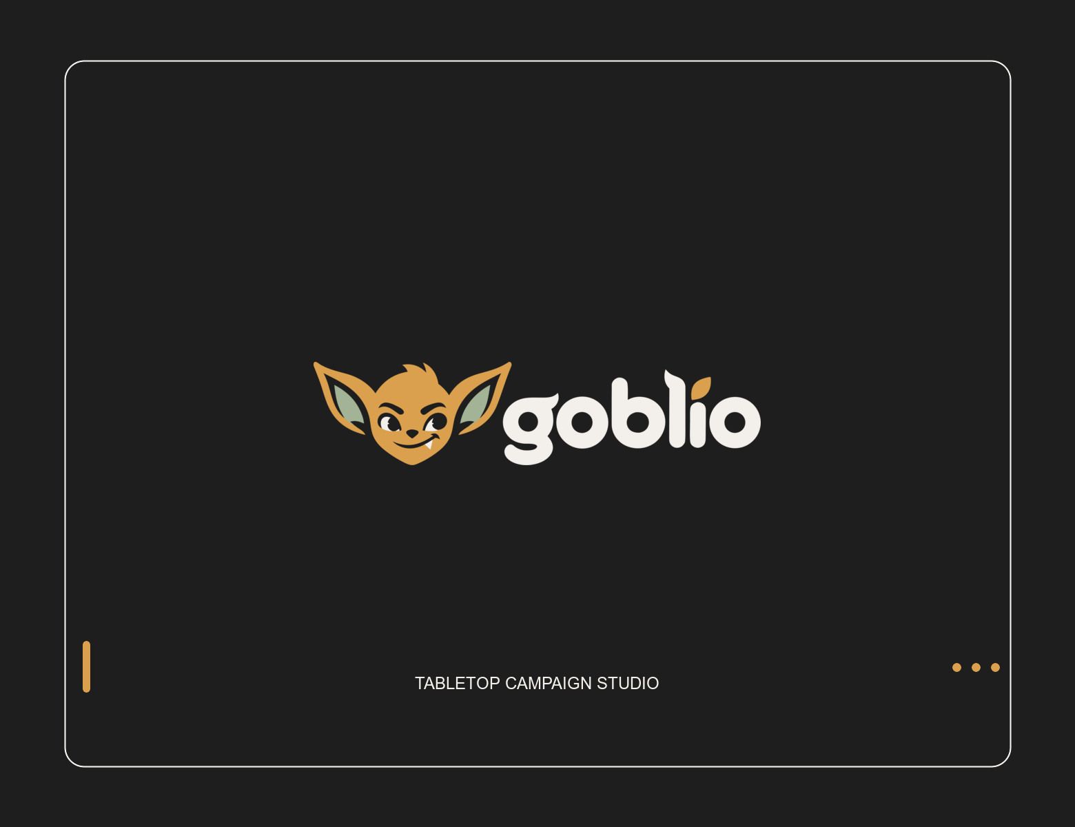 Goblio wordmark with its amber mark on a dark charcoal background.